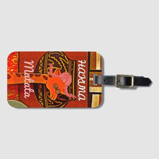 Funny Giraffe met coole tekst Hakuna Matata Bagagelabel (Voorkant (horizontaal))