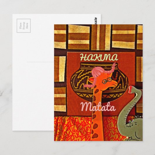 Funny Giraffe met coole tekst Hakuna Matata Briefkaart (Voorkant / Achterkant)