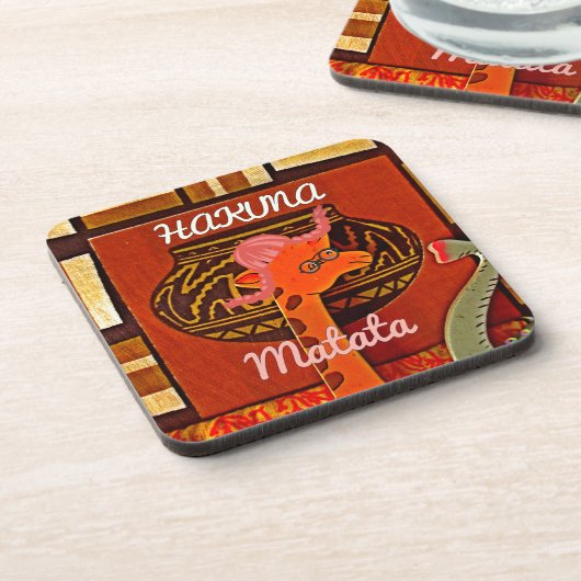 Funny Giraffe met coole tekst Hakuna Matata Drankjes Onderzetter (Linkerzijde)