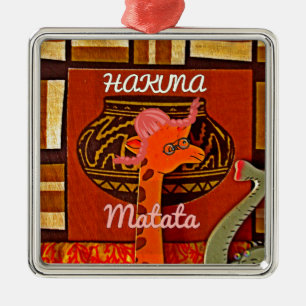 Funny Giraffe met coole tekst Hakuna Matata Metalen Ornament