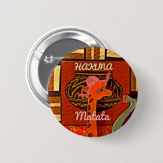 Funny Giraffe met coole tekst Hakuna Matata Ronde Button 5,7 Cm (Voorkant /achterkant)