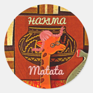 Funny Giraffe met coole tekst Hakuna Matata Ronde Sticker