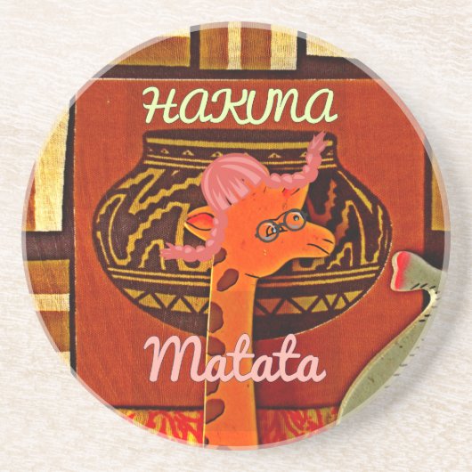 Funny Giraffe met coole tekst Hakuna Matata Zandsteen Onderzetter (Voorkant)
