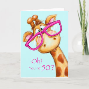 Funny giraffe met eyeglassen, Happy Birthday Kaart