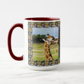 Funny Giraffe met Giraffe fotocollage Edging, Mok (Links)