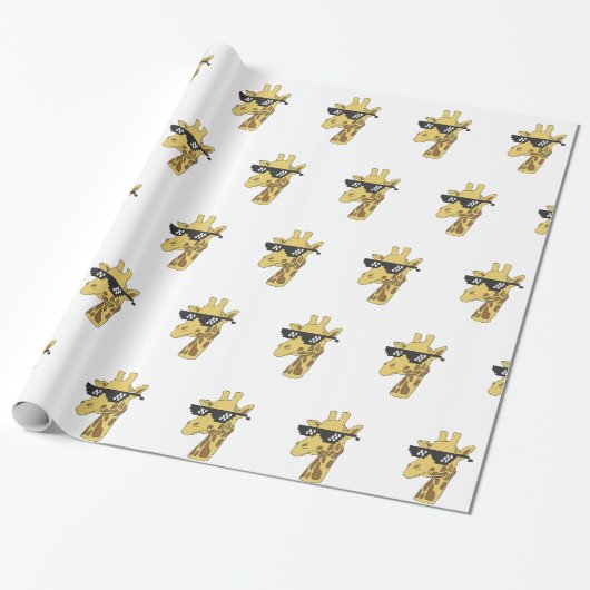 Funny giraffe met zonnebrillen cadeaupapier (Uitgerold)