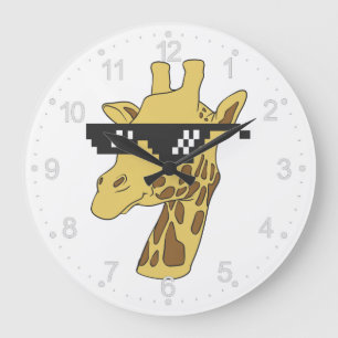 Funny giraffe met zonnebrillen grote klok