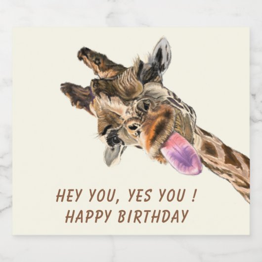 Funny Giraffe Mousserende Wijn Label - Aangepaste Sparkling Wijnetiket (Enkel label)