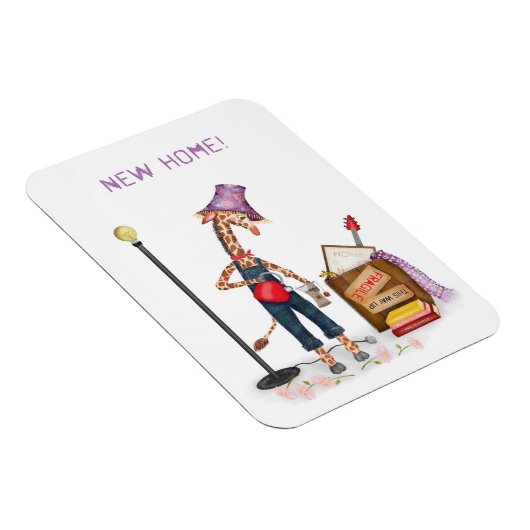 Funny giraffe new home magnet magneet (Rechterzijde)