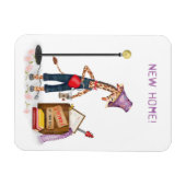 Funny giraffe new home magnet magneet (Horizontaal)
