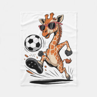 Funny Giraffe Playing Soccer Ll Artwork Cool Anima Fleece Deken