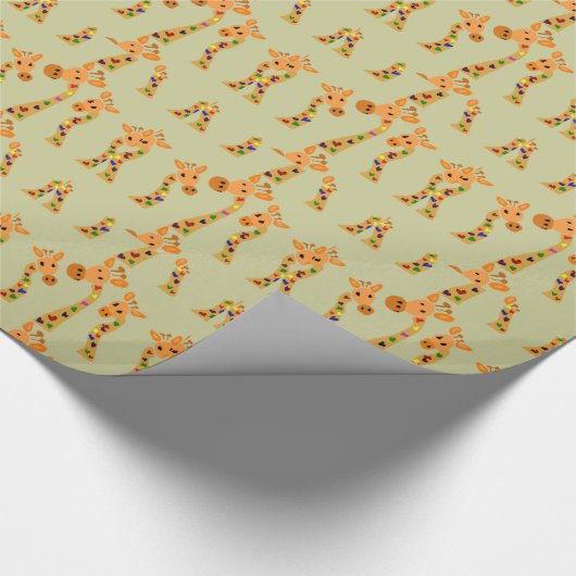 Funny Giraffe Primitive Art Wrapping Paper Cadeaupapier (Hoek)