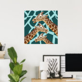 Funny Giraffe print Blauwgroen blauw dierenbescher (Thuiskantoor)