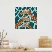 Funny Giraffe print Blauwgroen blauw dierenbescher (Keuken)