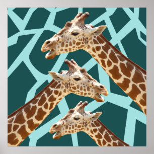 Funny Giraffe print Blauwgroen blauw dierenbescher