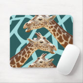 Funny Giraffe print Blauwgroen blauw dierenbescher Muismat (Met muis)