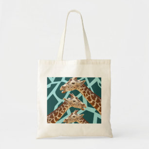 Funny Giraffe print Blauwgroen blauw dierenbescher Tote Bag