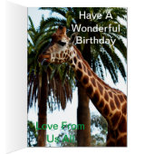 Funny Giraffe Raspberry, Birthday Kaart (Binnen (Rechts))