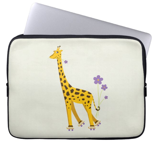 Funny Giraffe Roller Skating 15 inch Laptop Sleeve (Voorkant)
