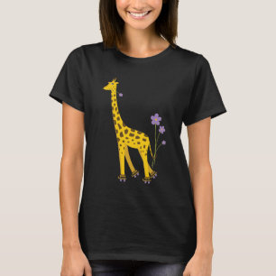 Funny Giraffe Roller Skating Dark T-shirt