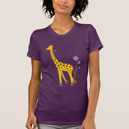 Funny Giraffe Roller Skating Dark Womens T-shirt (Voorkant)