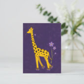 Funny Giraffe Roller Skating Paars Briefkaart (Staand voorkant)