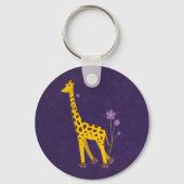 Funny Giraffe Roller Skating Paarse Sleutelhanger (Voorkant)