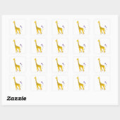 Funny Giraffe Roller Skating Vierkante Sticker (Vel)