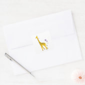 Funny Giraffe Roller Skating Vierkante Sticker (Envelop)
