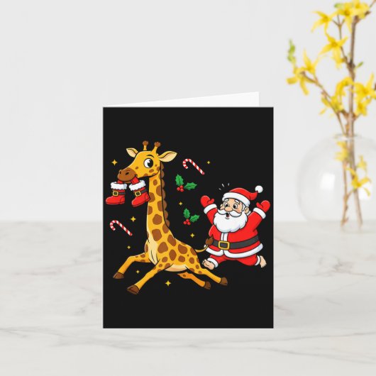 Funny Giraffe Santa Claus Boots Christmas Womens M Kaart (Gele Bloem)