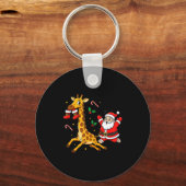 Funny Giraffe Santa Claus Boots Christmas Womens M Sleutelhanger (Voorkant)