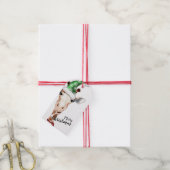 Funny Giraffe Santa Hat Kerstmis Cadeaulabel (Met Touw)