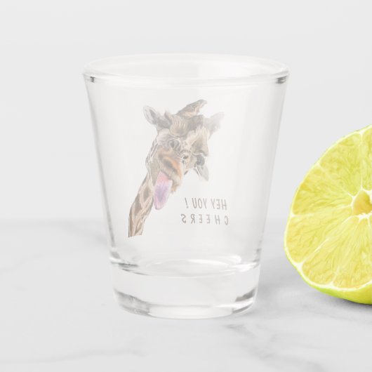 Funny Giraffe Shot Glass Cheers - Aangepaste tekst Glas (Achterkant)