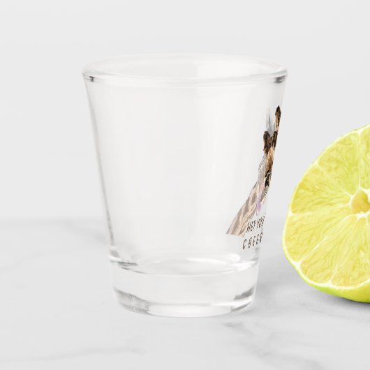 Funny Giraffe Shot Glass Cheers - Aangepaste tekst Glas (Links)