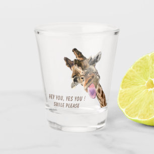 Funny Giraffe Shot Glass Smile - Aangepaste tekst Glas