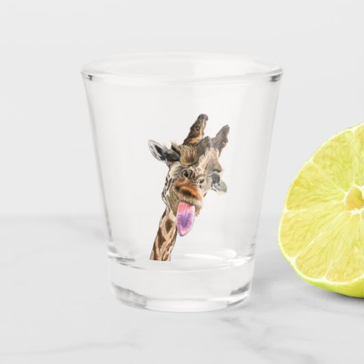 Funny Giraffe Shot Glass Smile - Aangepaste tekst Glas (Voorkant)