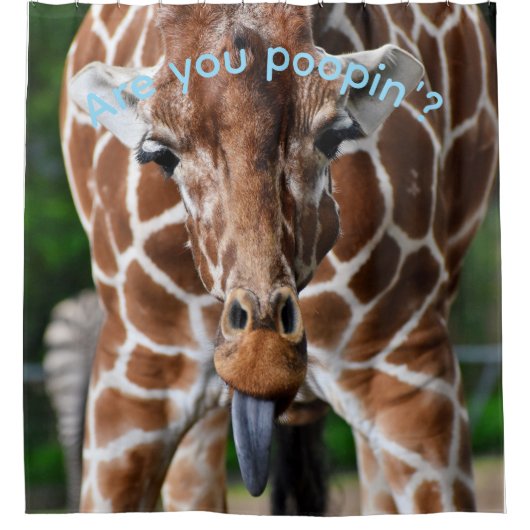 Funny Giraffe Shower Curtain “Are You Poopin’?” –  Douchegordijn (Voorkant)