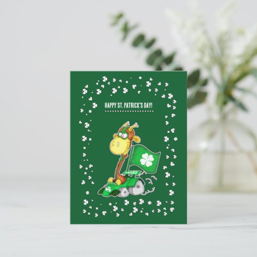 Funny Giraffe St. Patrick's Day Briefkaarten (Staand voorkant)