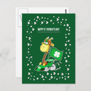 Funny Giraffe St. Patrick's Day Briefkaarten