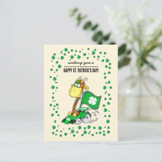 Funny Giraffe St. Patrick's Day Briefkaarten (Staand voorkant)