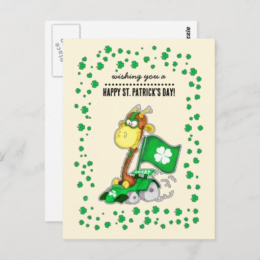Funny Giraffe St. Patrick's Day Briefkaarten (Voorkant / Achterkant)