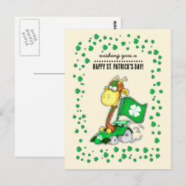 Funny Giraffe St. Patrick's Day Briefkaarten
