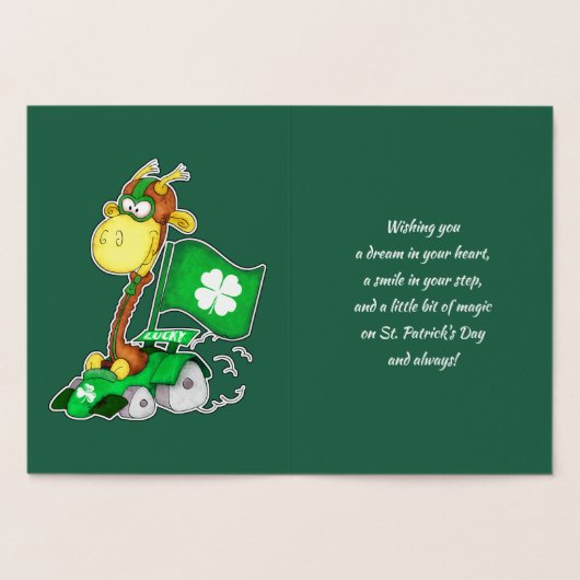 Funny Giraffe St.Patrick's Day Folie Kaarten (Binnen)