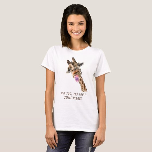 Funny Giraffe T-shirt - aangepaste tekst (Voorkant volledig)