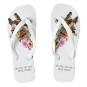 Funny Giraffe Teenslippers Smile - Aangepaste Teks (Voetbed)