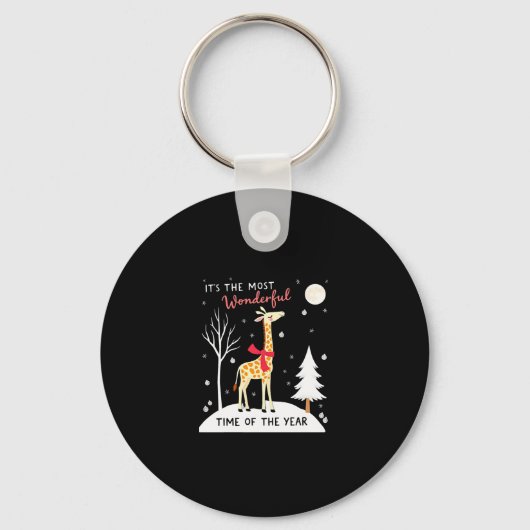 Funny Giraffe The Most Wonderful Time Christmas T- Sleutelhanger (Voorkant)