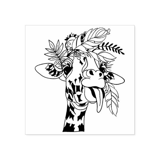 Funny Giraffe Tongue hand getekend Rubberstempel (Afrduk)