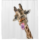 Funny Giraffe Tongue Out and Playful Wink - Fun Douchegordijn (Voorkant)