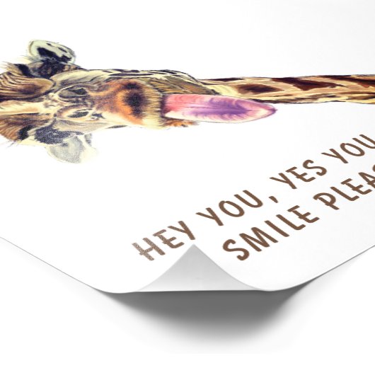 Funny Giraffe Tongue Out and Playful Wink - Fun Foto Afdruk (Hoek)