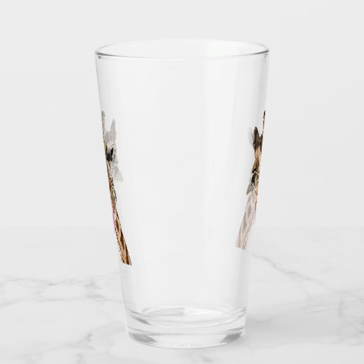 Funny Giraffe Tongue Out and Playful Wink - Fun Glas (Links)